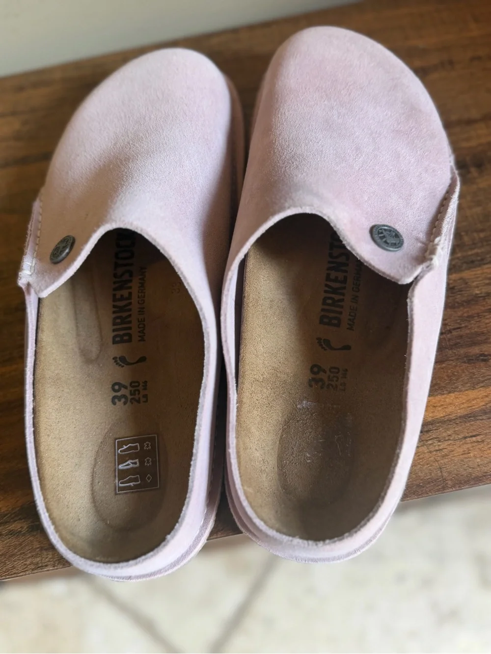 Birkenstock Zermatt Premium Suede Leather Clogs 39 Pale pink